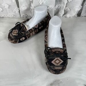 Minnetonka Baja Cally Faux Fur Lined‎ Moccasin Slipper Southwestern Tapestry 9